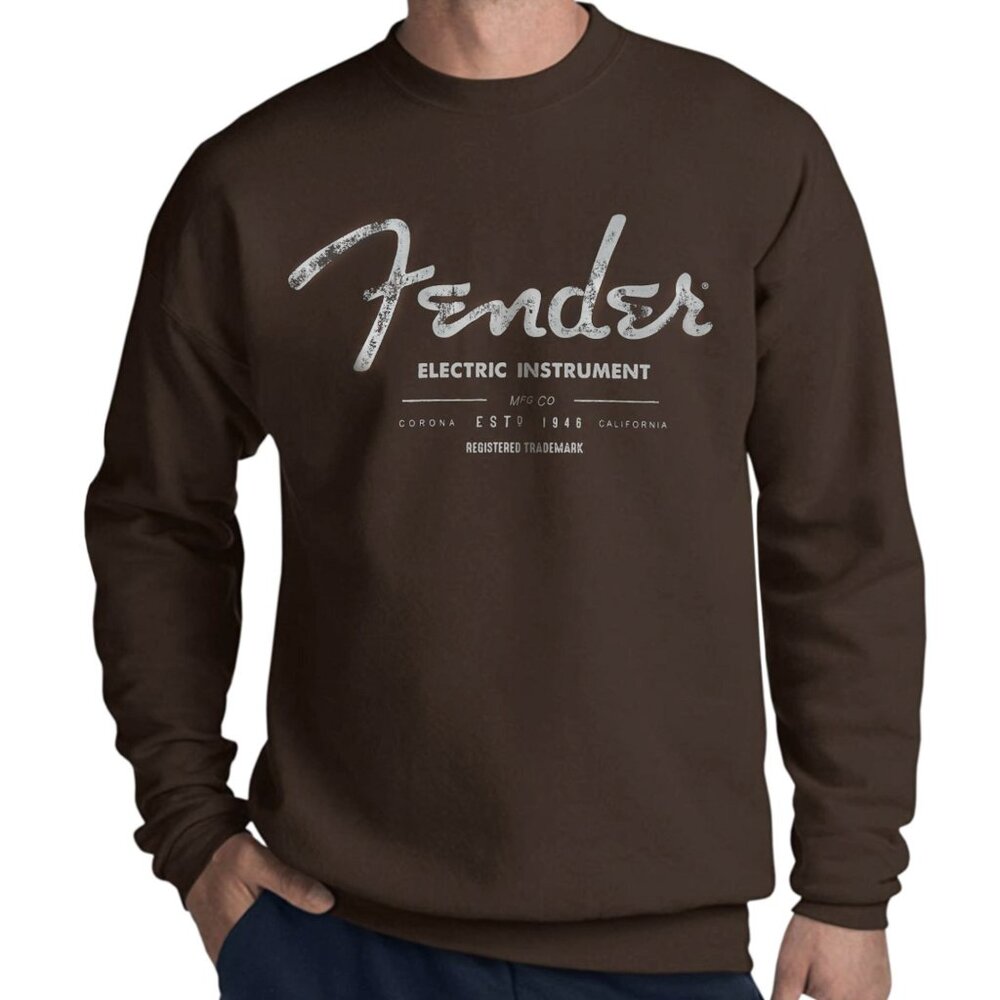 FENDER Electric Instrument Trademark Logo Men's Long-Sleeve Crewneck T-Shirt